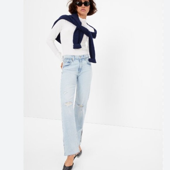 GAP ‘90s Loose Mid Rise Jeans Light Destroy Wash Size 29/8 NWT - Picture 1 of 7